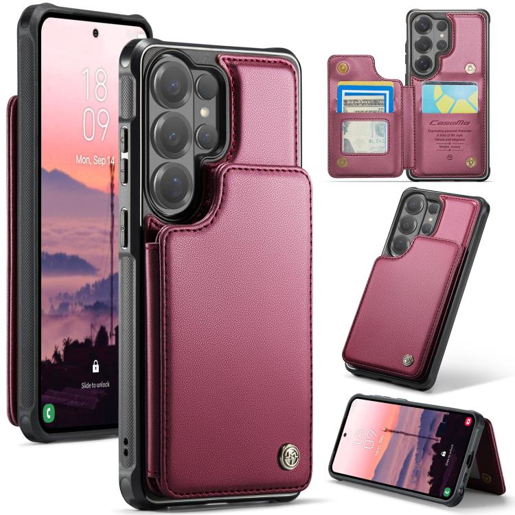 

For Samsung Galaxy S26 Ultra 5G CaseMe C22 Card Slots Holder RFID Anti-theft Phone Case(Red)