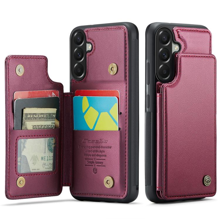 For Samsung Galaxy A37 5G CaseMe C22 Card Slots Holder RFID Anti-theft Phone Case(Red)