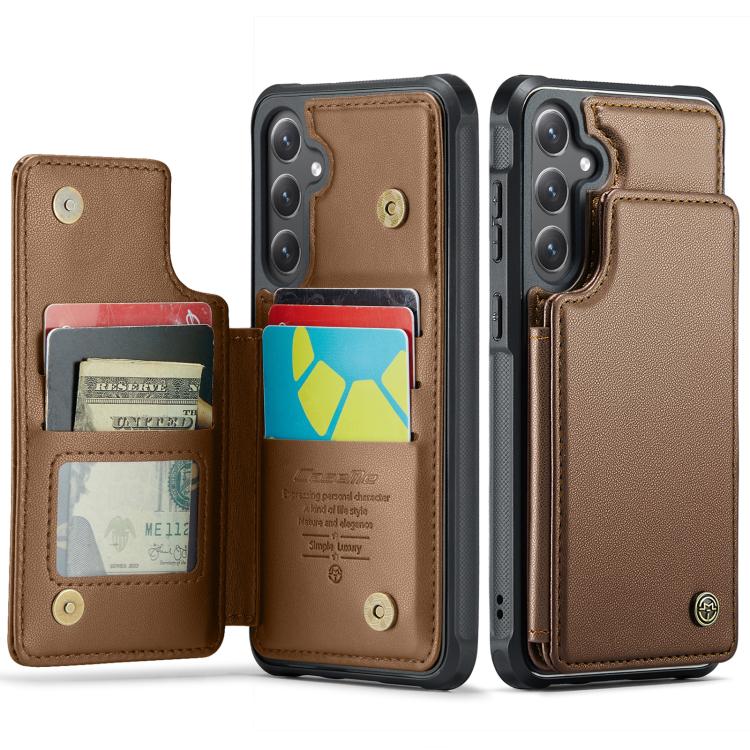 For Galaxy S25 FE / S26 FE 5G CaseMe C22 Card Slots Holder RFID Anti-theft Phone Case(Brown)