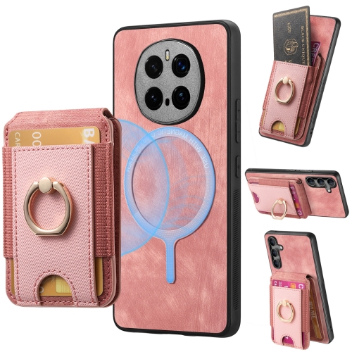 

For Honor Magic7 Pro Retro Splitable Magnetic Stand Card Bag Leather Phone Case(Pink)