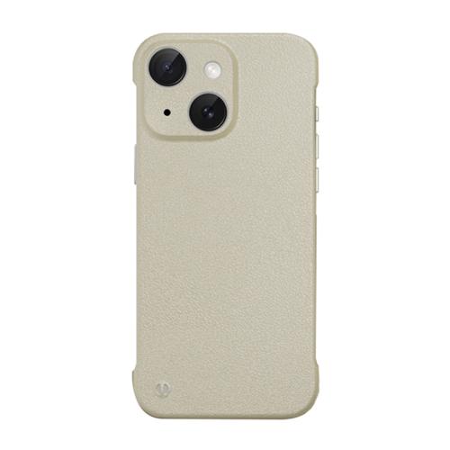 

For iPhone 13 Frameless Litchi Texture PC Phone Case(Light Yellow)