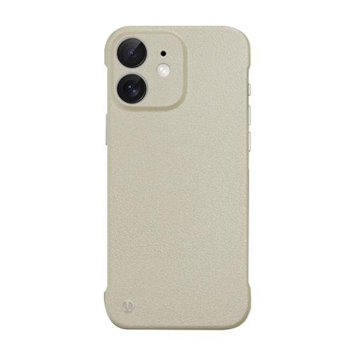 

For iPhone 12 Frameless Litchi Texture PC Phone Case(Light Yellow)