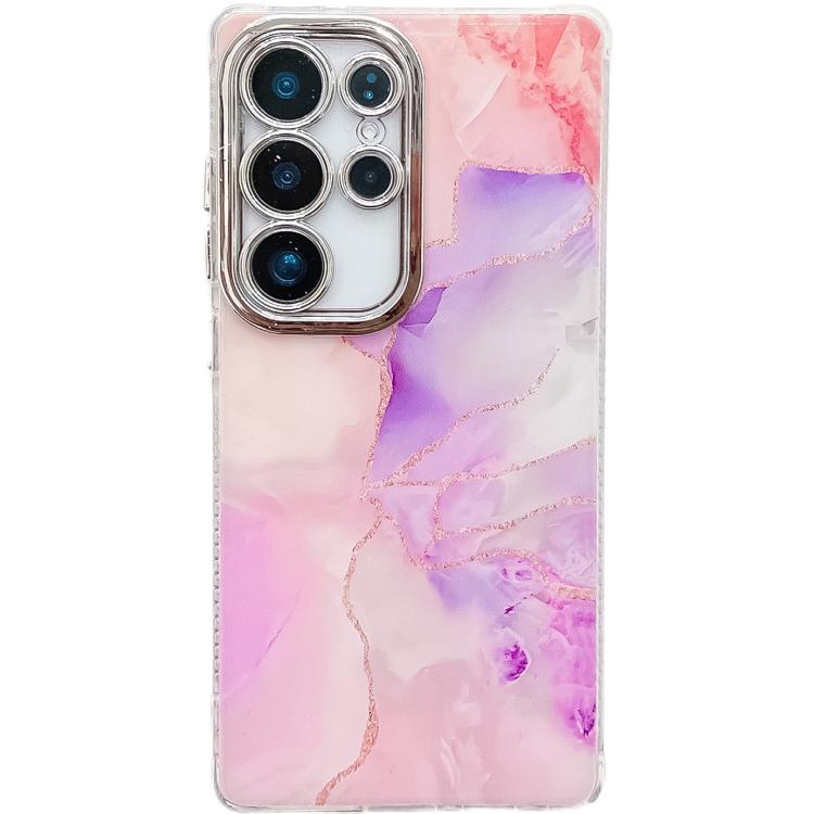 

For Samsung Galaxy S23 Ultra 5G Electroplated Marble Texture Phone Case(Pink Purple M4)