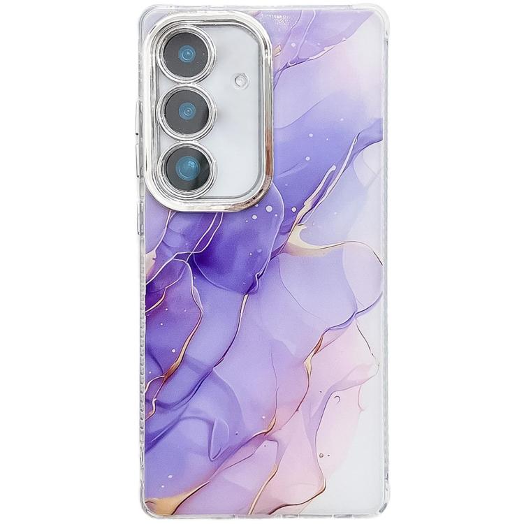

For Samsung Galaxy S25 5G Electroplated Marble Texture Phone Case(Purple M3)