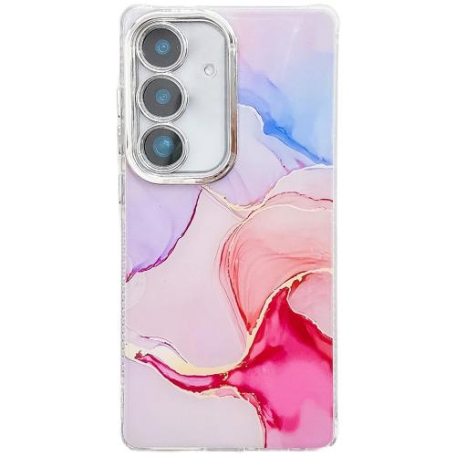 

For Samsung Galaxy S25+ 5G Electroplated Marble Texture Phone Case(Red M7)