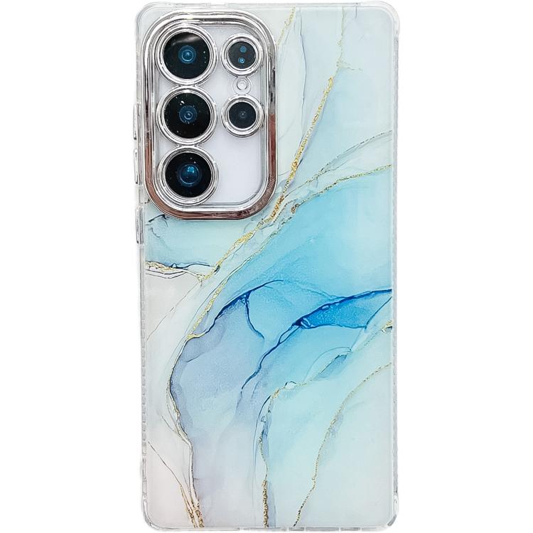

For Samsung Galaxy S25 Ultra 5G Electroplated Marble Texture Phone Case(Light Blue M5)