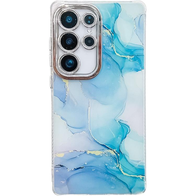 

For Samsung Galaxy S25 Ultra 5G Electroplated Marble Texture Phone Case(Blue Green M9)
