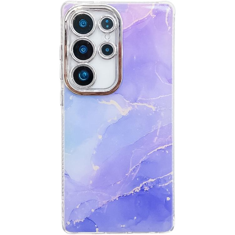 

For Samsung Galaxy S25 Ultra 5G Electroplated Marble Texture Phone Case(Blue Purple M10)