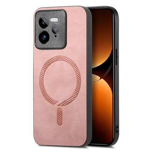 

For Realme GT7 Pro Retro MagSafe Magnetic PU Back Cover Phone Case(Pink)