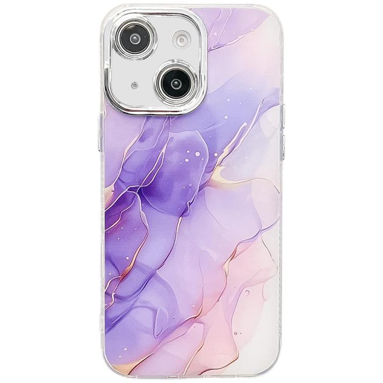 

For iPhone 14 Electroplated Marble Texture Phone Case(Purple M3)