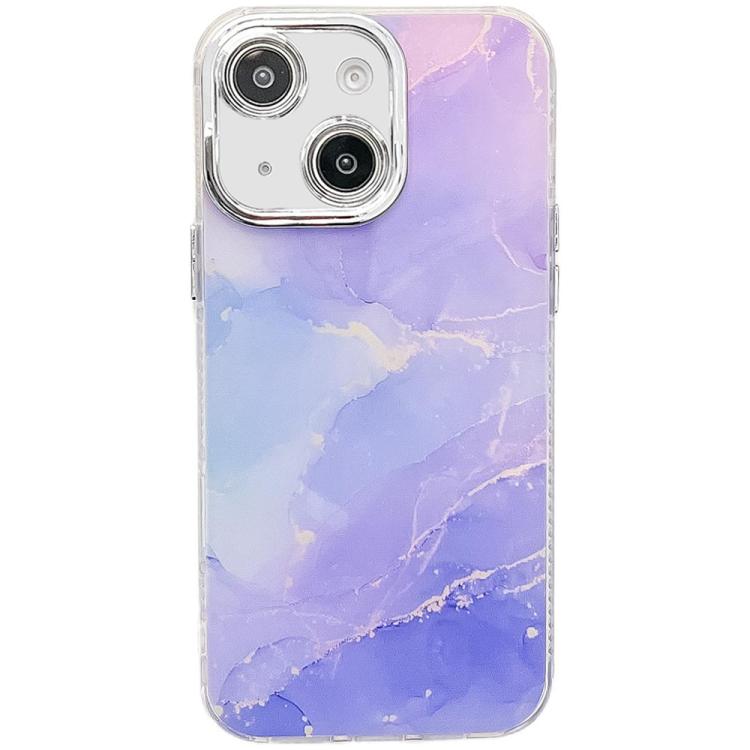 

For iPhone 14 Electroplated Marble Texture Phone Case(Blue Purple M10)