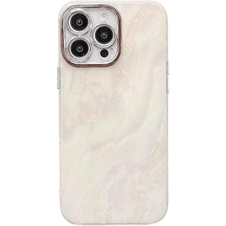

For iPhone 14 Pro Max Electroplated Marble Texture Phone Case(White M8)