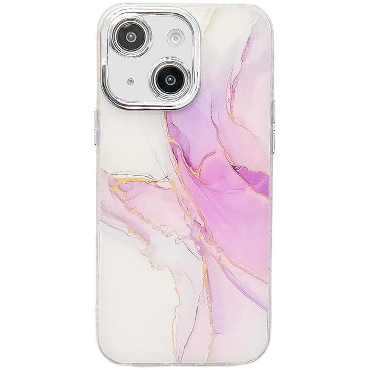 

For iPhone 15 Electroplated Marble Texture Phone Case(Light Purple M6)