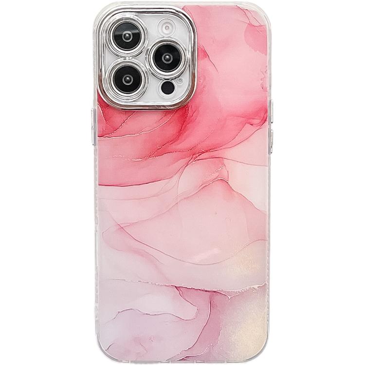 

For iPhone 15 Pro Electroplated Marble Texture Phone Case(Pink M2)