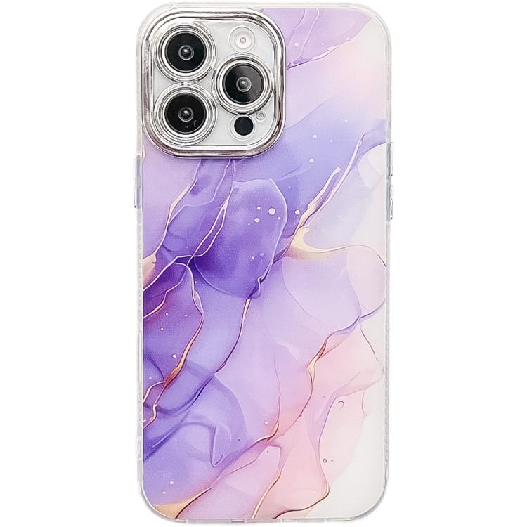 

For iPhone 16 Pro Max Electroplated Marble Texture Phone Case(Purple M3)