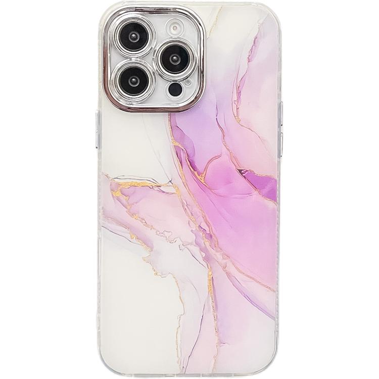 

For iPhone 16 Pro Max Electroplated Marble Texture Phone Case(Light Purple M6)