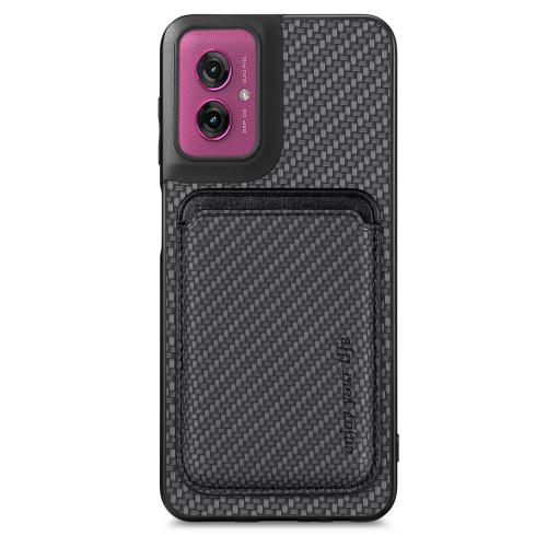 

For Motorola Moto G55 Carbon Fiber Leather Card MagSafe Phone Case(Black)