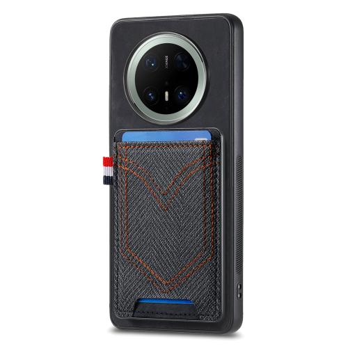 

For Huawei Mate 70 Pro+ Denim Texture Leather Skin Phone Case with Card Slot(Black)