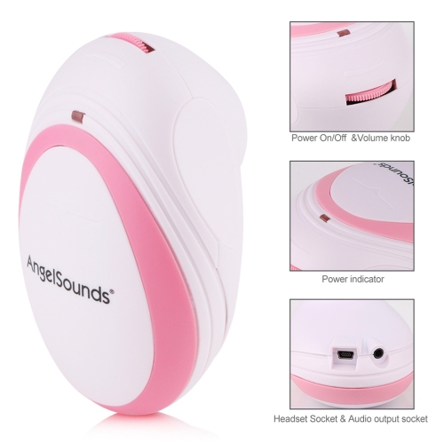 JPD-100S Mini-Haushalts-Fetal-Doppler-Schwangerschaftstasche Baby-Ultraschalldetektor Angel Sound Heartbeat Schwangerer Doppler-Monitor (Pink)