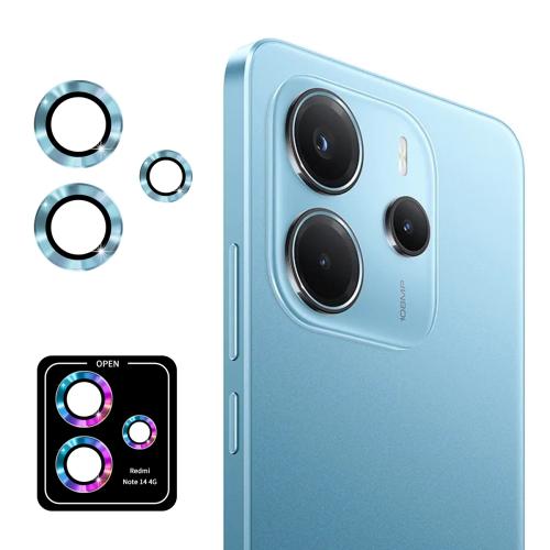 

For Redmi Note 14 4G Global ENKAY Hat-Prince 9H Rear Camera Lens Aluminium Alloy Tempered Glass Film(Light Blue)