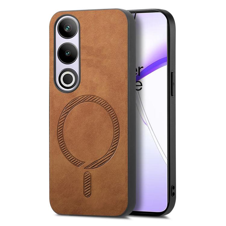 

For OnePlus Nord CE4 / Ace 3V Solid Color Retro Magsafe PU Back Cover Phone Case(Brown)
