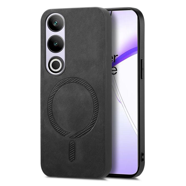 

For OnePlus Nord CE4 / Ace 3V Solid Color Retro Magsafe PU Back Cover Phone Case(Black)