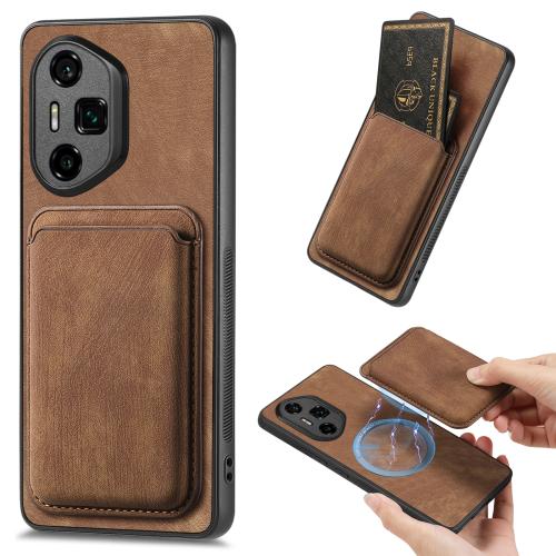 

For Honor 300 Ultra Retro Leather Card Bag Magnetic Phone Case(Brown)