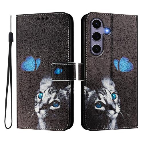 

For Samsung Galaxy S25+ / S24+ 5G ENKAY Painted Leather Phone Case with Card Slots ＆ Holder(Cat Pattern)