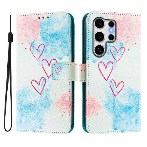 

For Samsung Galaxy S25 Ultra 5G ENKAY Painted Leather Phone Case with Card Slots ＆ Holder(Love Pattern)