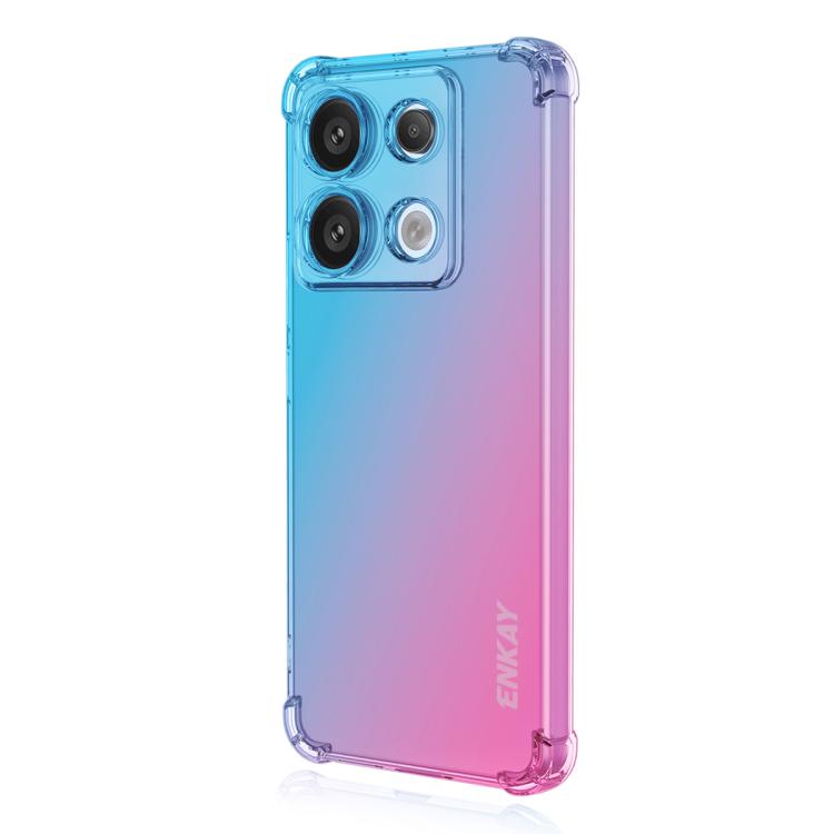 For Redmi Note 14S 4G ENKAY Hat-Prince Gradient Airbag TPU Phone Case(Blue Pink)