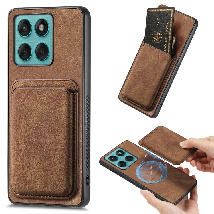 

For Motorola Moto Edge 60 Fusion Retro Leather Card Bag Magnetic Phone Case(Brown)