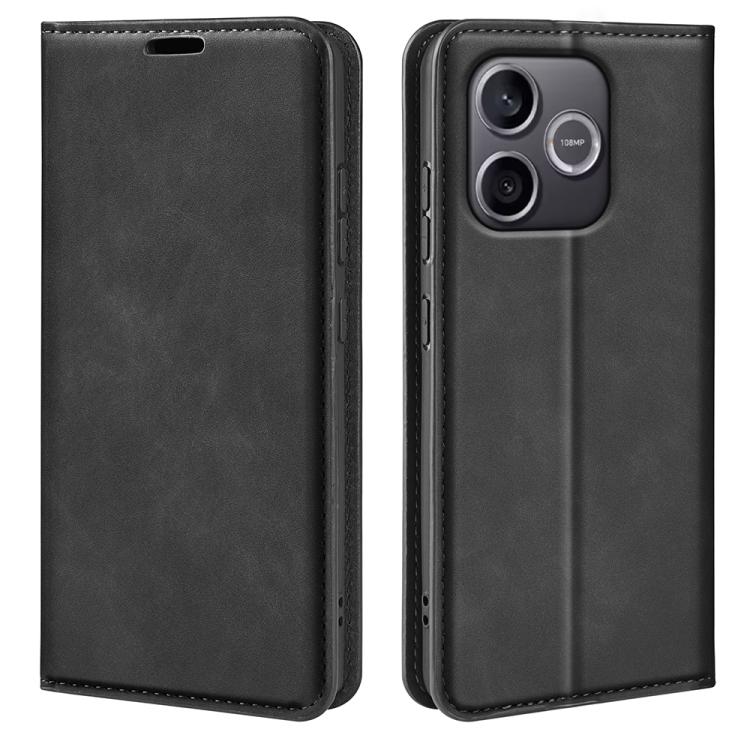 For Honor 600 Lite Global Retro-skin Magnetic Suction Leather Phone Case(Black)