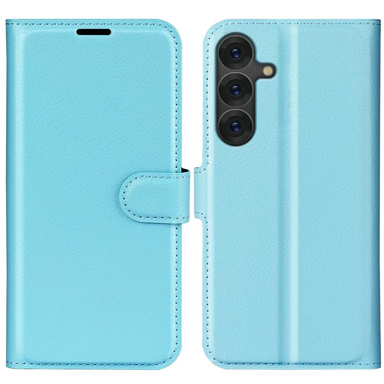 

For Samsung Galaxy S25 5G Litchi Texture Horizontal Flip Leather Phone Case with Holder(Blue)