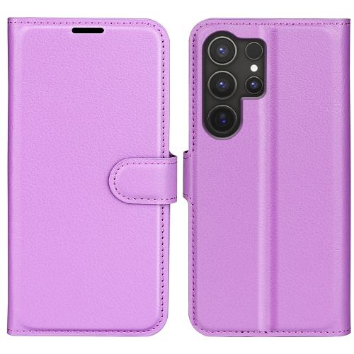 

For Samsung Galaxy S25 Ultra 5G Litchi Texture Horizontal Flip Leather Phone Case with Holder(Purple)