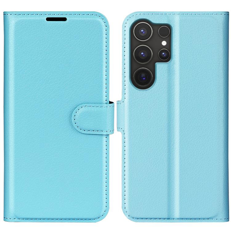 

For Samsung Galaxy S25 Ultra 5G Litchi Texture Horizontal Flip Leather Phone Case with Holder(Blue)