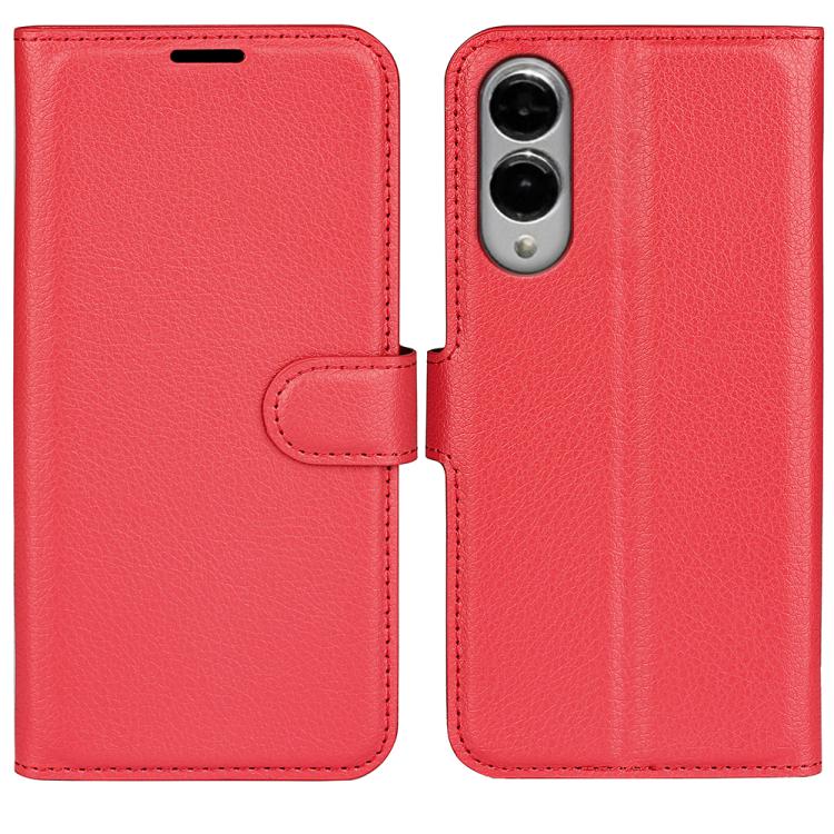

For Samsung Galaxy S25 Edge 5G Litchi Texture Horizontal Flip Leather Phone Case with Holder(Red)