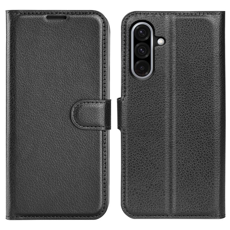 

For Samsung Galaxy A36 Litchi Texture Horizontal Flip Leather Phone Case with Holder(Black)