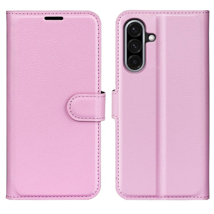 

For Samsung Galaxy A36 Litchi Texture Horizontal Flip Leather Phone Case with Holder(Pink)
