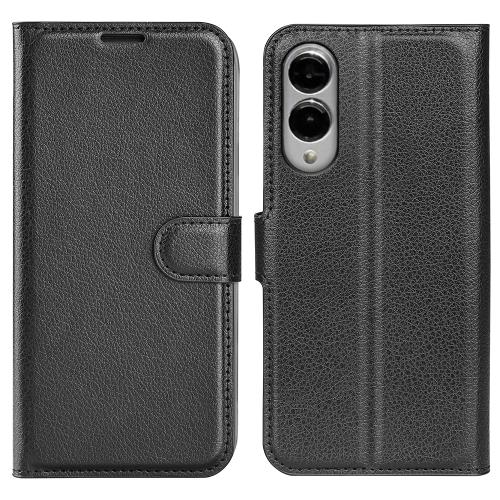 

For Samsung Galaxy S25 Edge 5G Litchi Texture Horizontal Flip Leather Phone Case with Holder(Black)