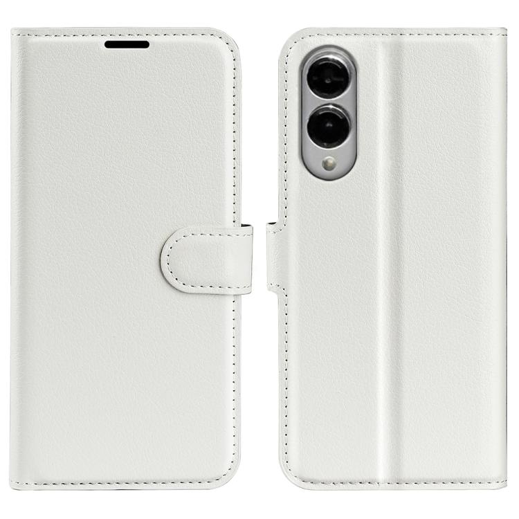 

For Samsung Galaxy S25 Edge 5G Litchi Texture Horizontal Flip Leather Phone Case with Holder(White)