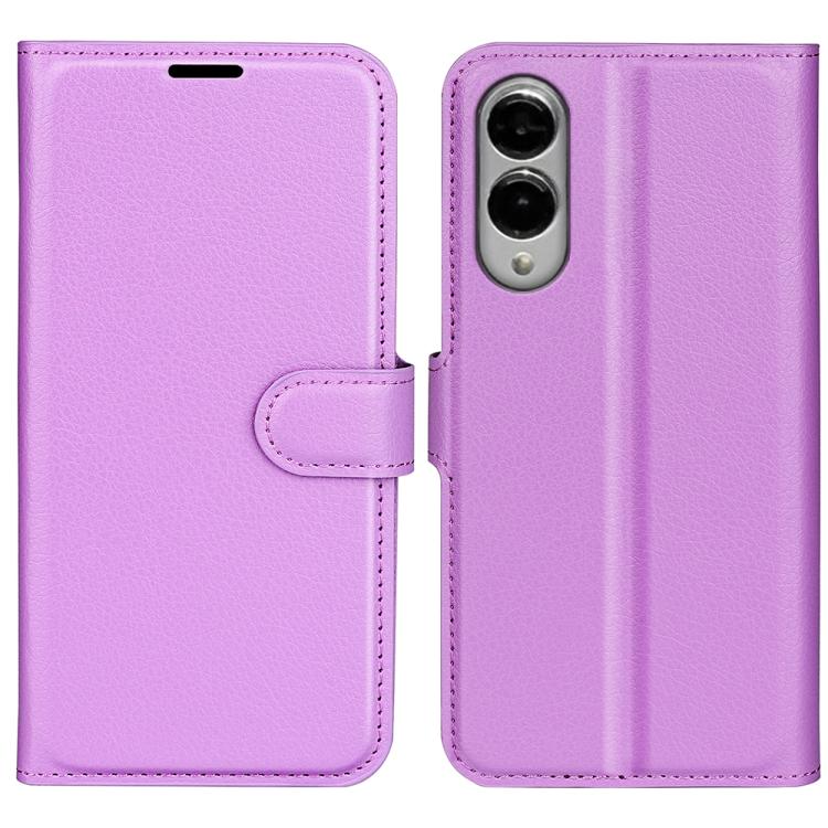 

For Samsung Galaxy S25 Edge 5G Litchi Texture Horizontal Flip Leather Phone Case with Holder(Purple)