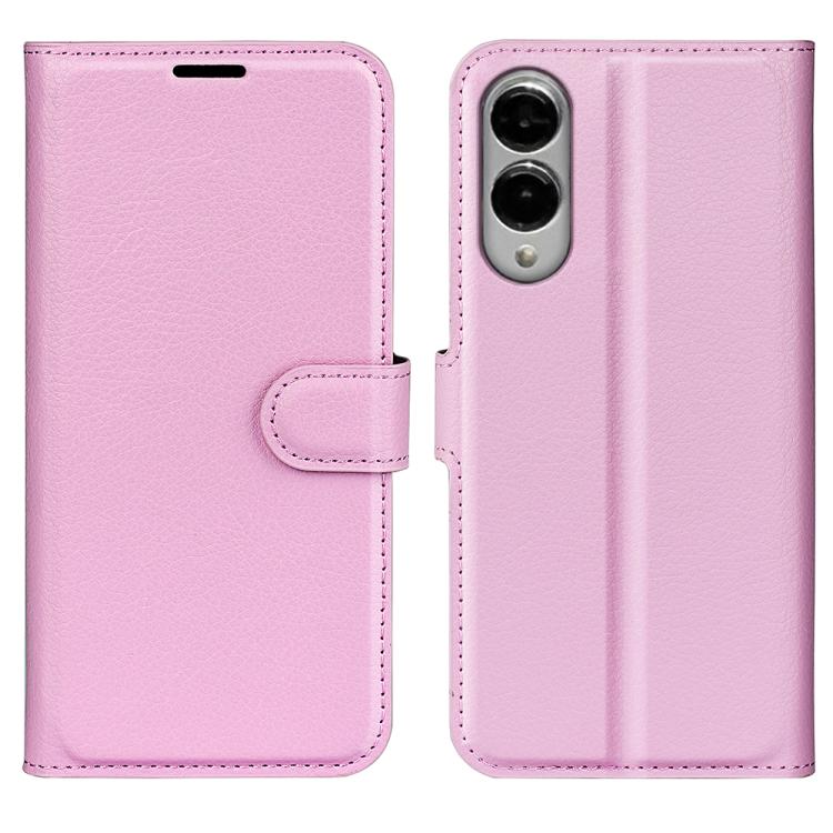 

For Samsung Galaxy S25 Edge 5G Litchi Texture Horizontal Flip Leather Phone Case with Holder(Pink)