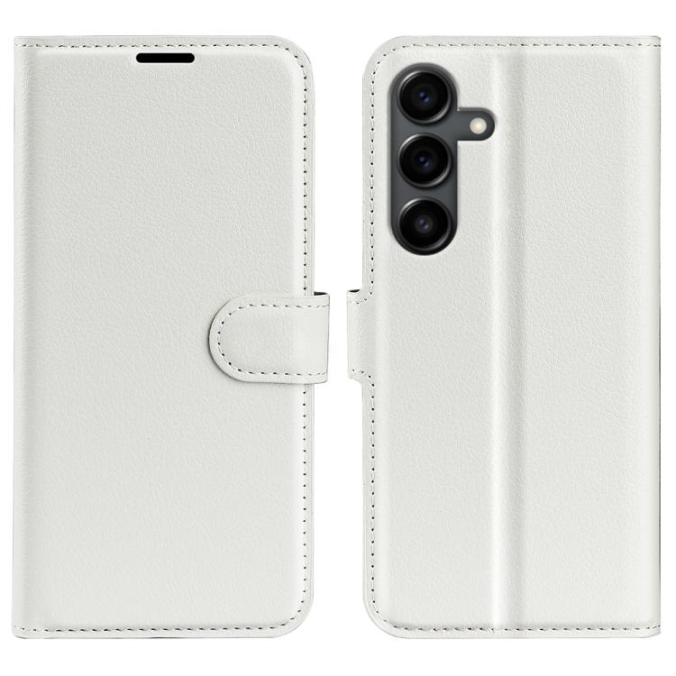 

For Samsung Galaxy S25 FE 5G Litchi Texture Horizontal Flip Leather Phone Case with Holder(White)