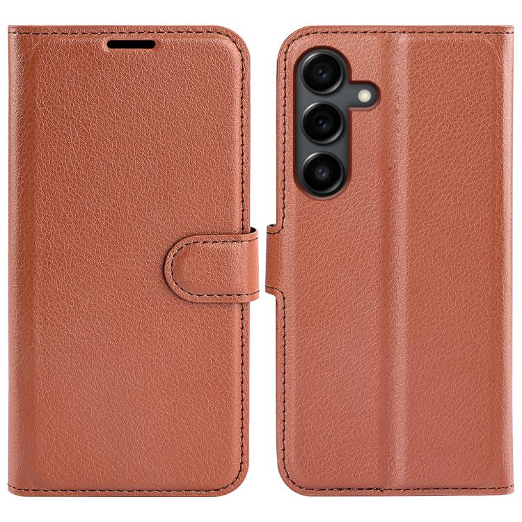 

For Samsung Galaxy S25 FE 5G Litchi Texture Horizontal Flip Leather Phone Case with Holder(Brown)