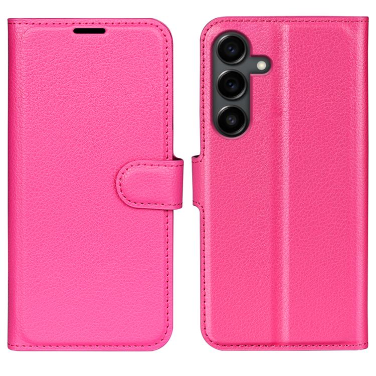 

For Samsung Galaxy S25 FE 5G Litchi Texture Horizontal Flip Leather Phone Case with Holder(Rose Red)