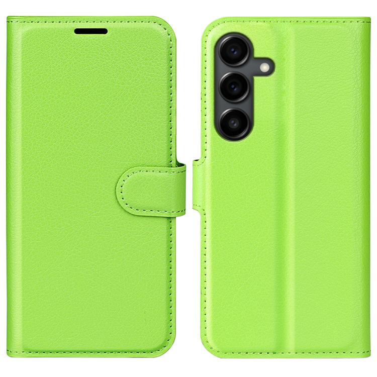 

For Samsung Galaxy S25 FE 5G Litchi Texture Horizontal Flip Leather Phone Case with Holder(Green)
