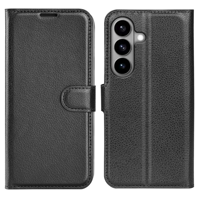 

For Samsung Galaxy S26 5G Litchi Texture Horizontal Flip Leather Phone Case with Holder(Black)