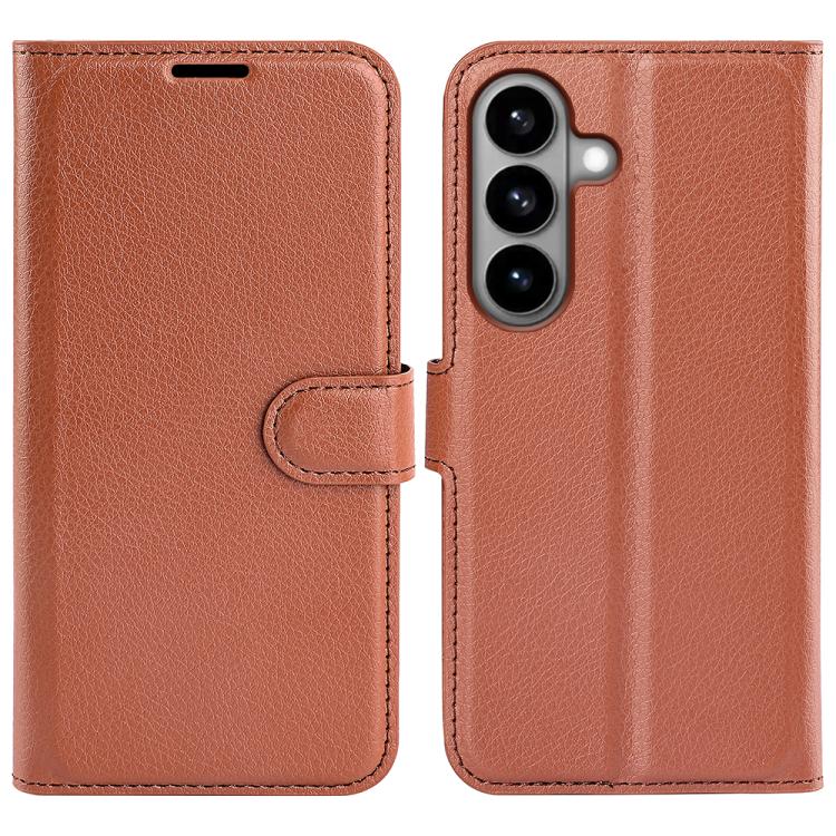 

For Samsung Galaxy S26 5G Litchi Texture Horizontal Flip Leather Phone Case with Holder(Brown)