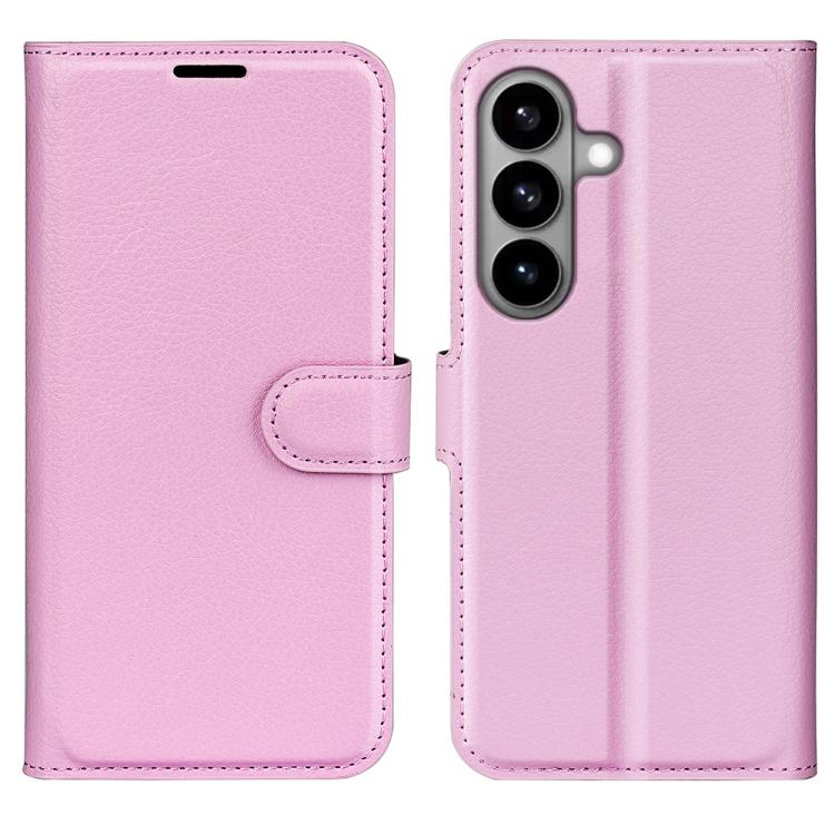

For Samsung Galaxy S26 5G Litchi Texture Horizontal Flip Leather Phone Case with Holder(Pink)
