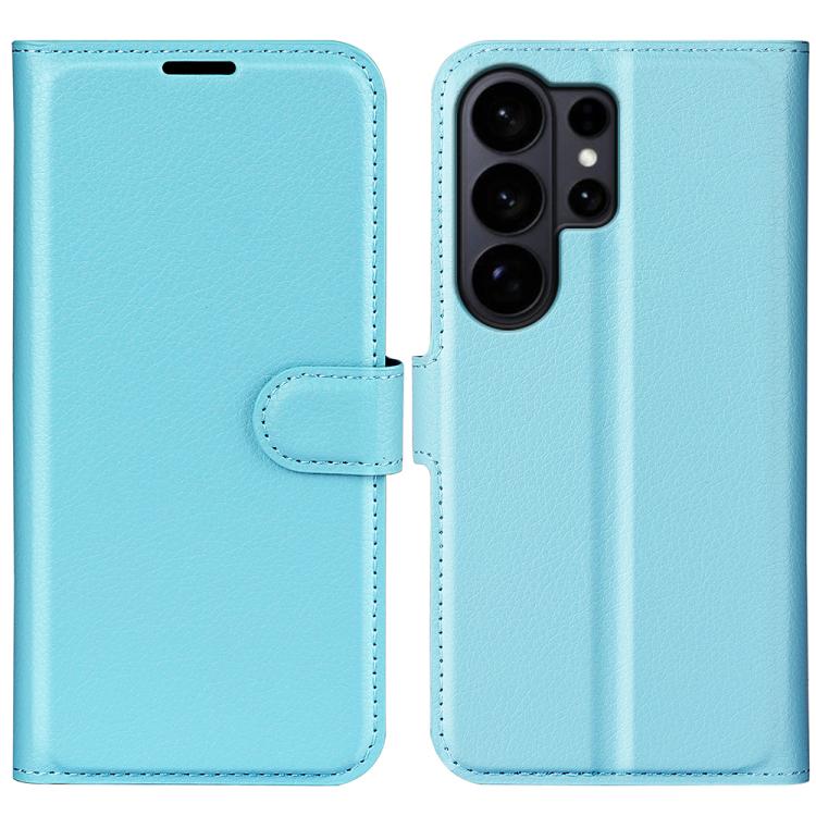 

For Samsung Galaxy S26 Ultra 5G Litchi Texture Horizontal Flip Leather Phone Case with Holder(Blue)